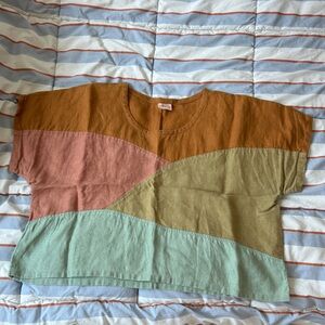 Colorblock Crop Top in Earthy Tones